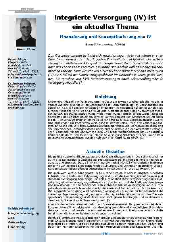 [doc_200437] Integrierte Versorgung (IV) istein aktuelles Thema