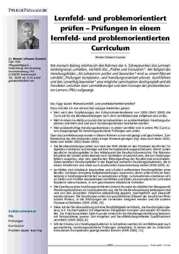 Lernfeldund problemorientiertprüfen – Prüfungen in einemlernfeldund problemorientiertenCurriculum
