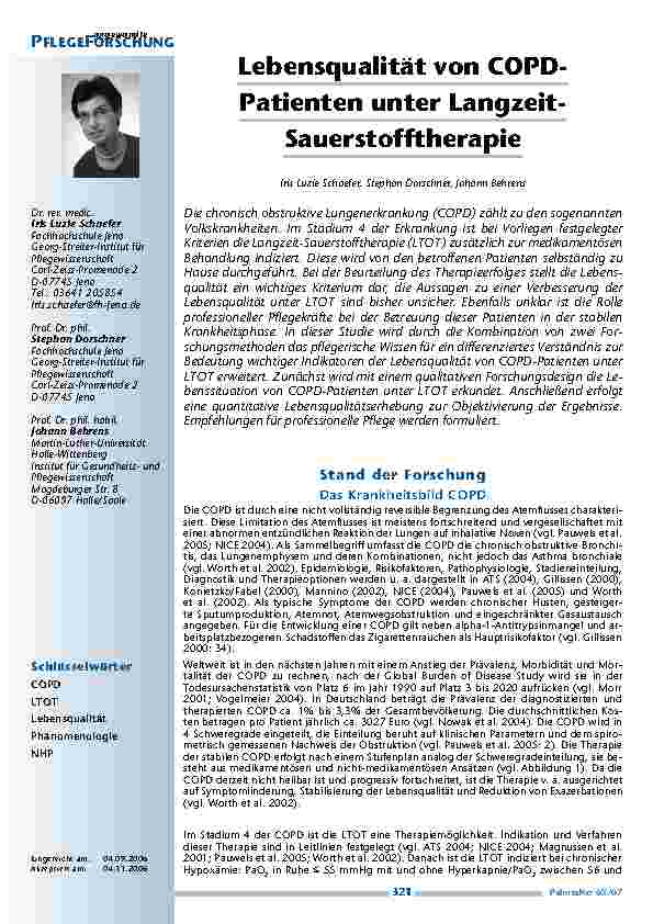 Lebensqualität von COPDPatientenunter Langzeit-Sauerstofftherapie