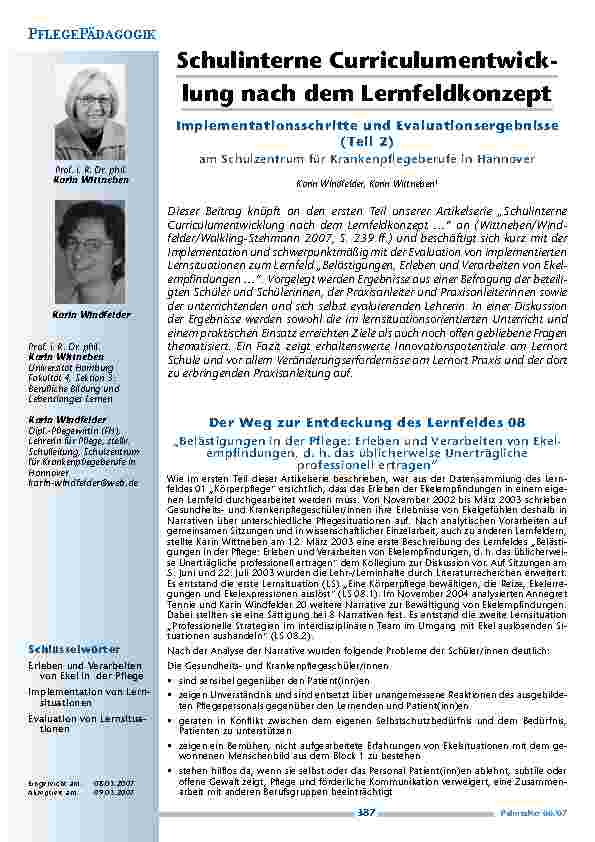 [doc_200385] Kompetenzerfassung im Rahmender Evaluation des BerlinerModellversuches „GeneralistischePflegeausbildung“
