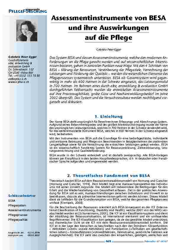[doc_200374] Assessmentinstrumente von BESAund ihre Auswirkungenauf die Pflege