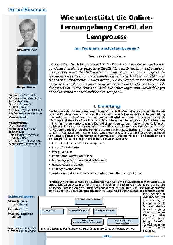 [doc_200357] Wie unterstützt die Online-Lernumgebung CareOL den Lernprozess im Problem basierten Lernen?