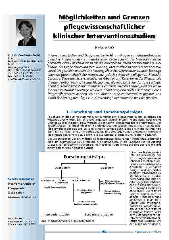 [doc_200312] Möglichkeiten und Grenzen pflegewissenschaftlicher klinischer Interventionsstudien