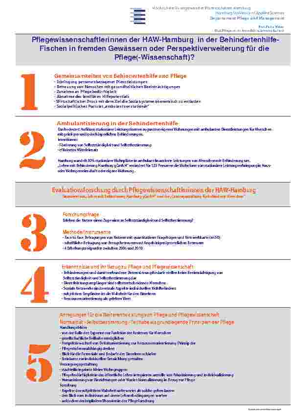 [doc_200288] Pflegewissenschaftlerinnen der HAW-Hamburg in der Behindertenhilfe – Fischen in fremden Gewässern oder Perspektiverweiterung für die Pflege(-Wissenschaft)?