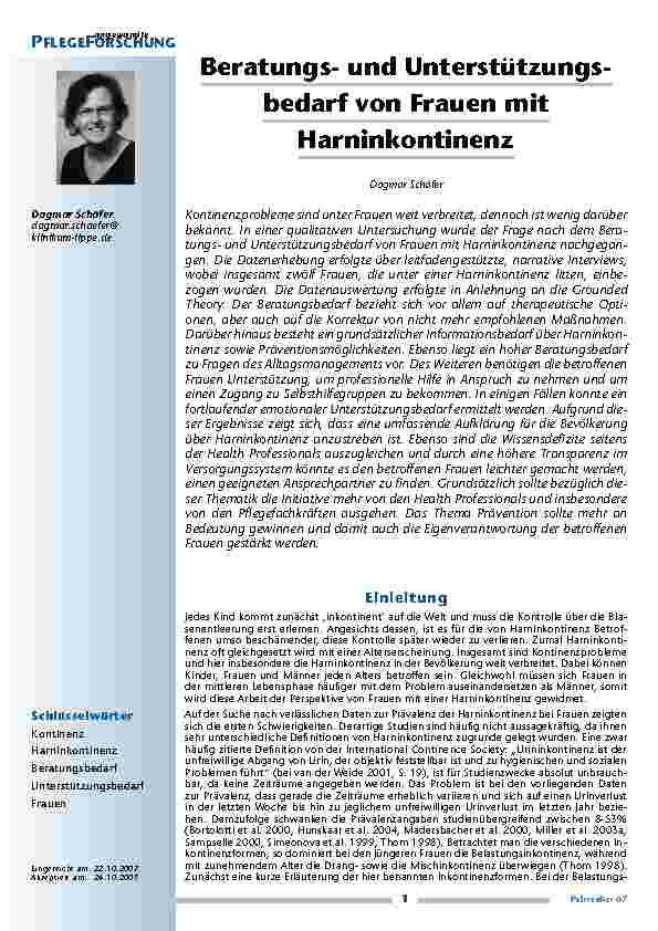 [doc_200259] Beratungsund Unterstützungsbedarf von Frauen mit Harninkontinenz
