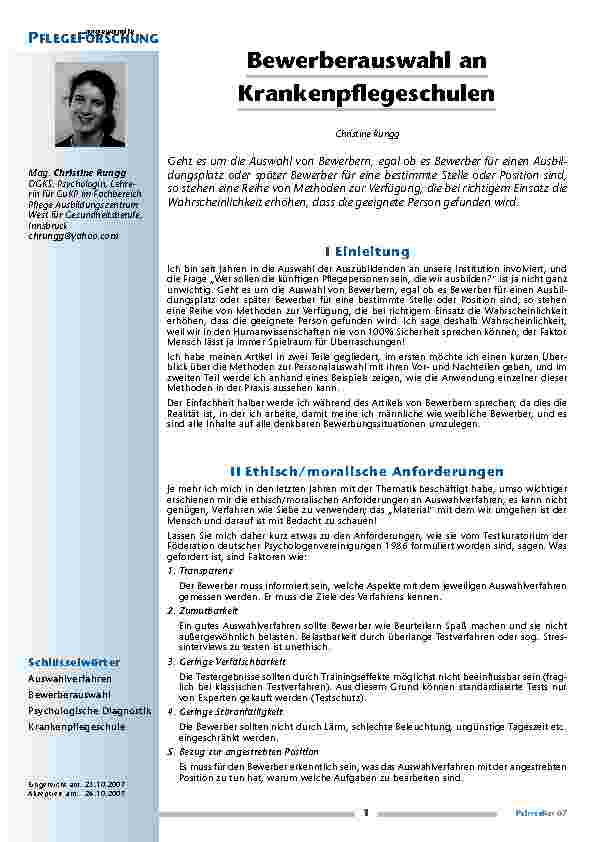 [doc_200258] Bewerberauswahl an Krankenpflegeschulen