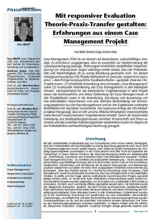 Mit responsiver Evaluation Theorie-Praxis-Transfer gestalten: Erfahrungen aus einem Case Management Projekt