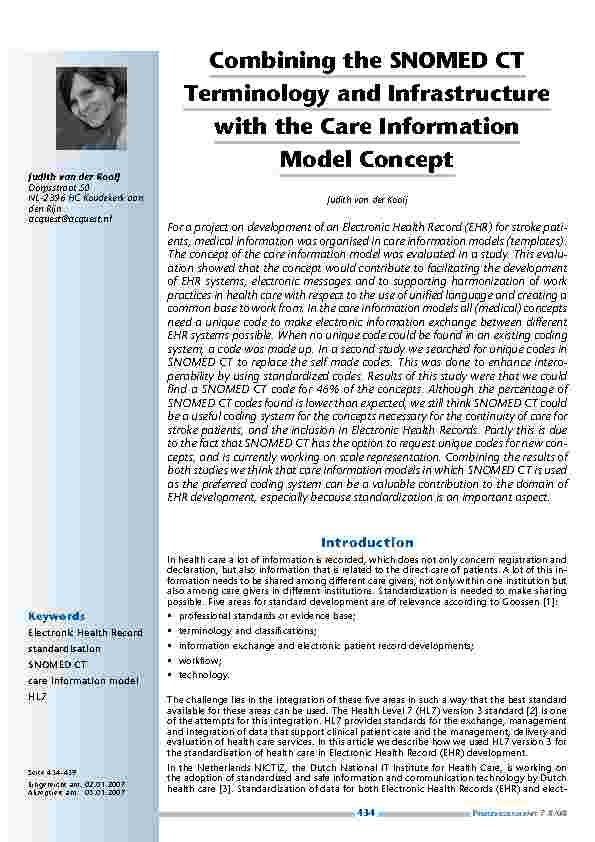 Die Vereinigung der SNOMED CT-Terminologie und -Infrastruktur mit dem Konzept des Pflegeinformationsmodells