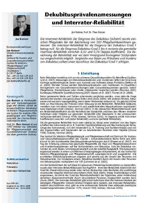 [doc_200219] Dekubitusprävalenzmessungen und Interrater-Reliabilität