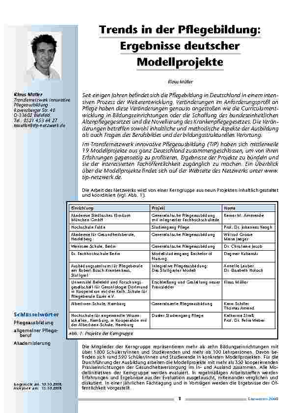 [doc_200198] Trends in der Pflegebildung: Ergebnisse deutscher Modellprojekte