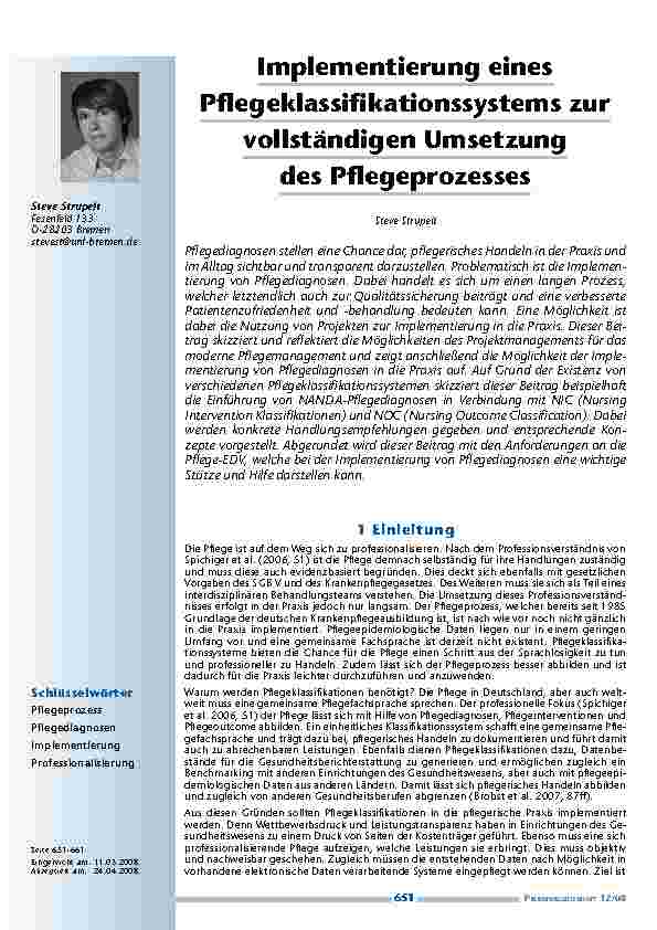 [doc_200190] Implementierung eines Pflegeklassifikationssystems zur vollständigen Umsetzung des Pflegeprozesses