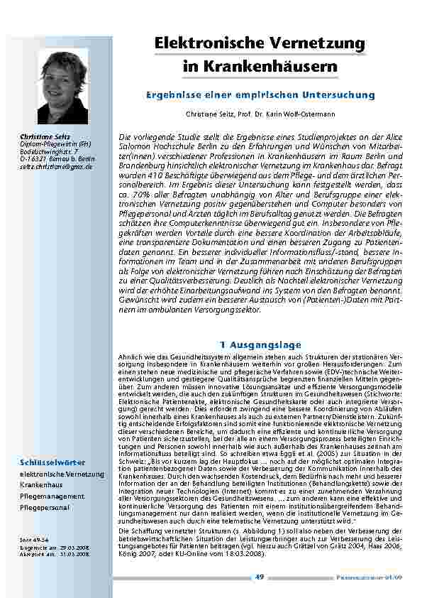 [doc_200178] Elektronische Vernetzung in Krankenhäusern – Ergebnisse einer empirischen Untersuchung