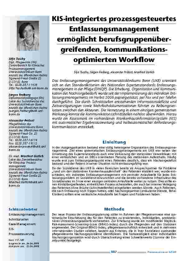 [doc_200168] KIS-integriertes prozessgesteuertes Entlassungsmanagement ermöglicht berufsgruppenübergreifenden, kommunikationsoptimierten Workflow