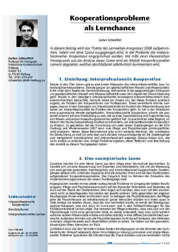 Kooperationsprobleme als Lernchance