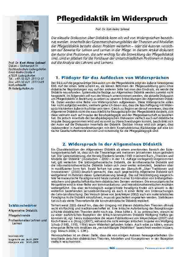 Pflegedidaktik im Widerspruch