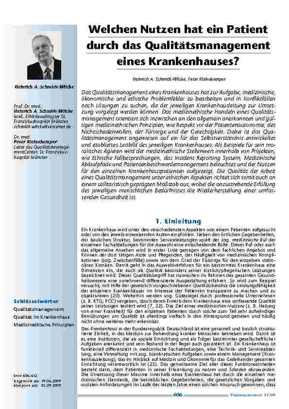 [doc_200117] Welchen Nutzen hat ein Patient durch das Qualitätsmanagement eines Krankenhauses?