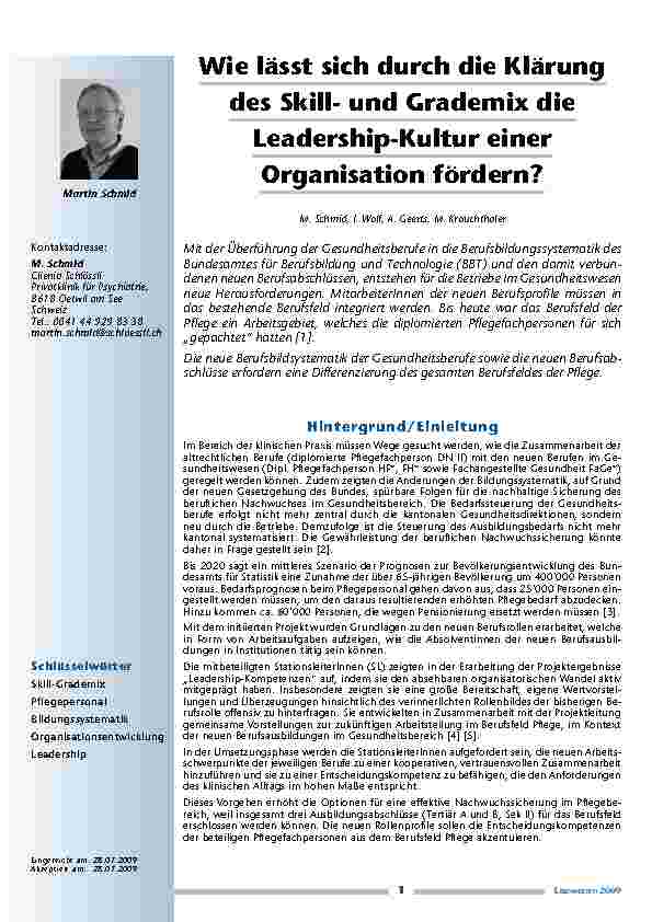 Wie l und auml; sst sich durch die Kl und auml; rung des Skillund Grademix die Leadership-Kultur einer Organisation f und ouml; rdern?