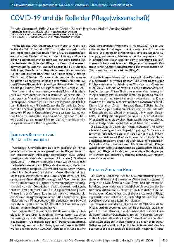 [doc_196808] COVID-19 und die Rolle der Pflege(wissenschaft)