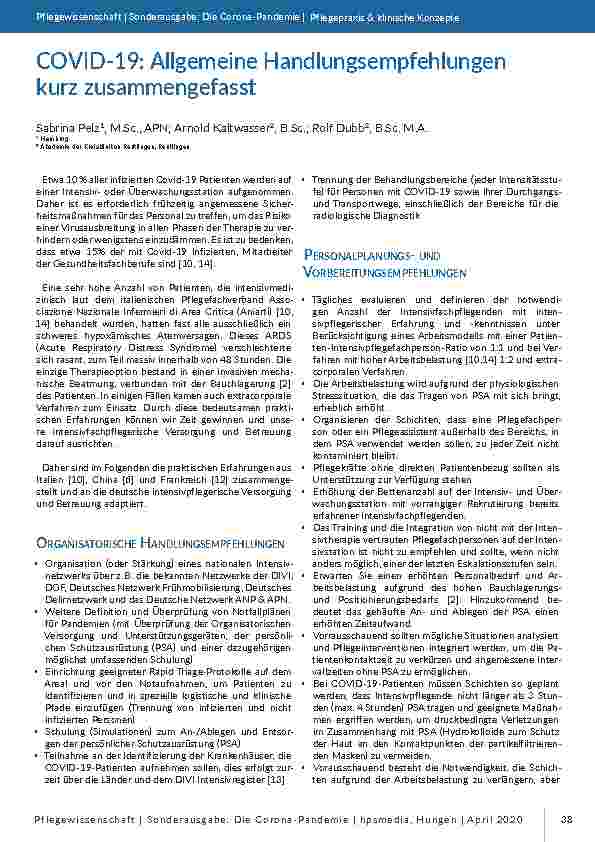 [doc_196783] COVID-19: Allgemeine Handlungsempfehlungen kurz zusammengefasst