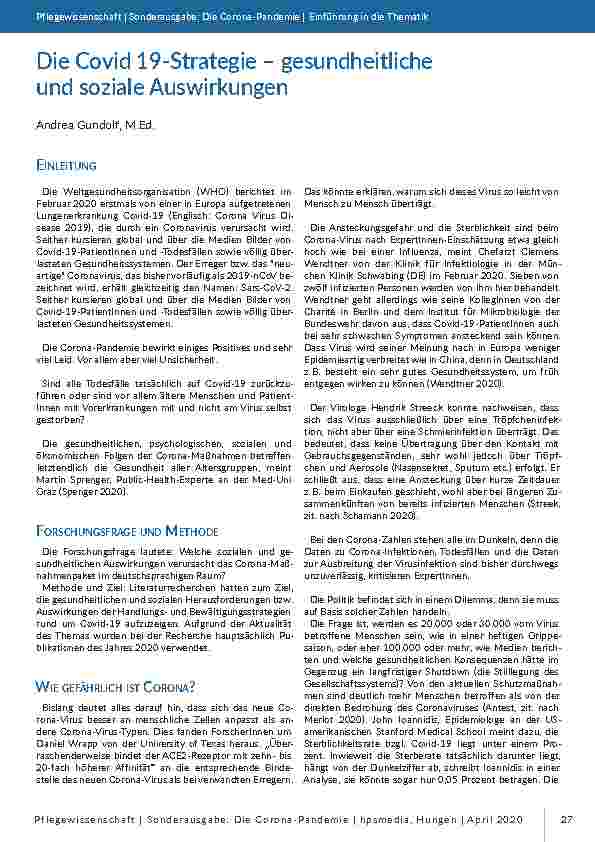 [doc_196780] Die Covid-19-Strategie – gesundheitliche und soziale Auswirkungen