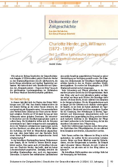 Dokumente der Zeitgeschichte Charlotte Herder, geb. Willmann (1872 – 1959)¹ Teil 2 – Eine katholische Verlegergattin als Lazarettsvorsteherin
