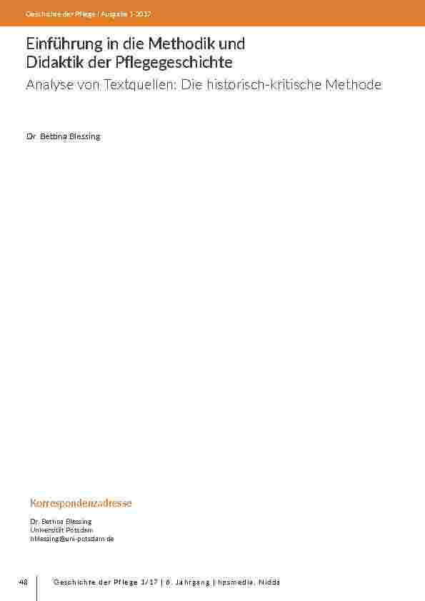 [doc_203110] Einführung in die Methodik und Didaktik der Pflegegeschichte: Analyse von Textquellen: Die historisch-kritische Methode