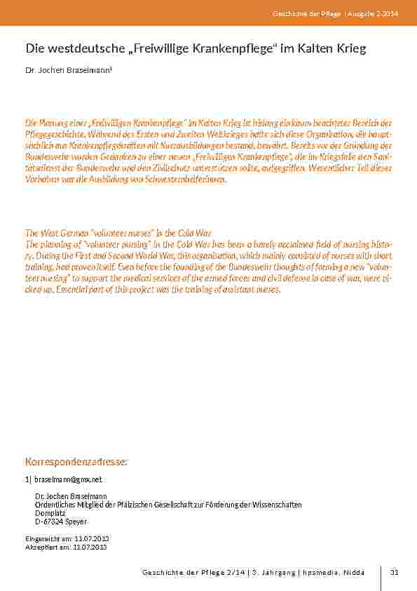 [doc_203064] Die westdeutsche „Freiwillige Krankenpflege“ im Kalten Krieg