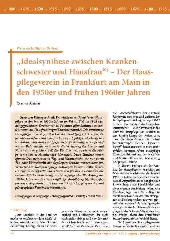 [doc_203051] „Idealsynthese zwischen Krankenschwester und Hausfrau“ – Der Hauspflegeverein in Frankfurt am Main in den 1950er und frühen 1960er Jahren
