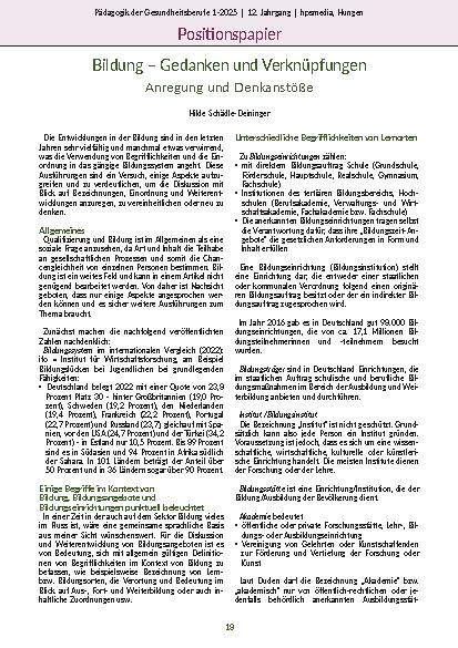Bildung – Gedanken und Verknüpfungen Anregung und Denkanstöße