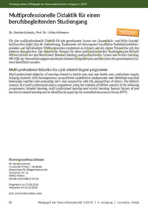 [doc_202101] Multiprofessionelle Didaktik für einen berufsbegleitenden Studiengang