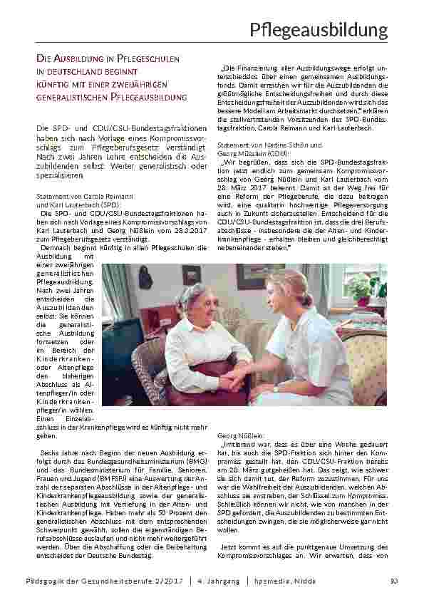 [doc_202017] Zur Reform der Pflegeausbildung in Deutschland