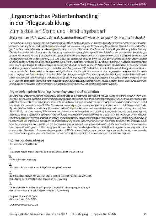 [doc_201962] „Ergonomisches Patientenhandling“ in der Pflegeausbildung: Zum aktuellen Stand und Handlungsbedarf