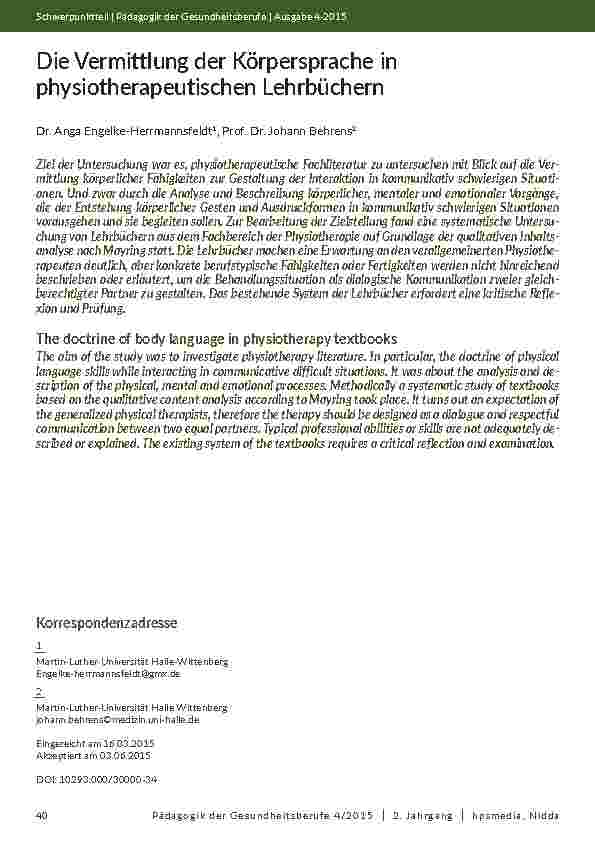 [doc_201954] Die Vermittlung der Körpersprache in physiotherapeutischen Lehrbüchern