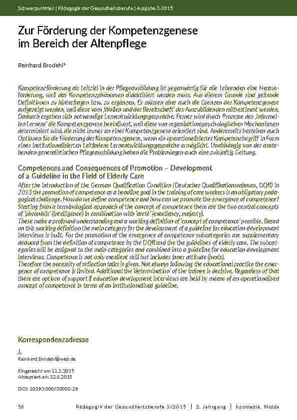 [doc_201940] Zur Förderung der Kompetenzgenese im Bereich der Altenpflege