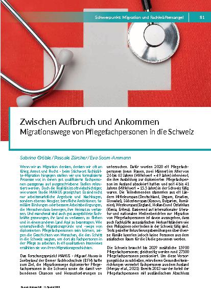 [doc_349700] Zwischen Aufbruch und Ankommen Migrationswege von Pflegefachpersonen in die Schweiz