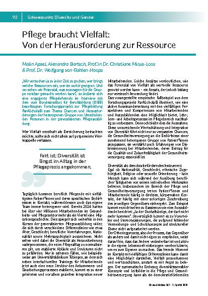 [doc_325186] Pflege braucht Vielfalt: Von der Herausforderung zur Ressource