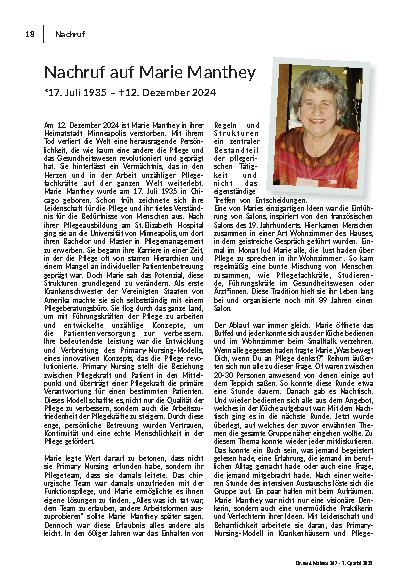 Nachruf auf Marie Manthey