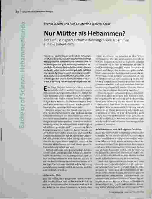 [doc_206285] Nur Mütter als Hebammen? Der Einfluss eigener Geburtserfahrungen von Hebammen auf ihre Geburtshilfe