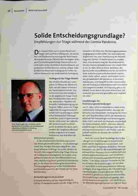 [doc_196407] Solide Entscheidungsgrundlage? Empfehlungen zur Triage während der Corona-Pandemie