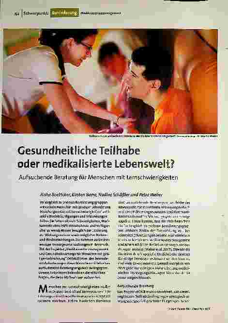 Gesundheitliche Teilhabe oder medikalisierte Lebenswelt? Aufsuchende Beratung für Menschen mit Lernschwierigkeiten