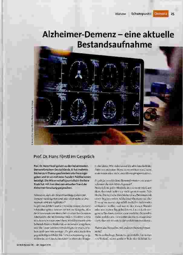 [doc_190674] Alzheimer-Demenz eine aktuelle Bestandsaufnahme