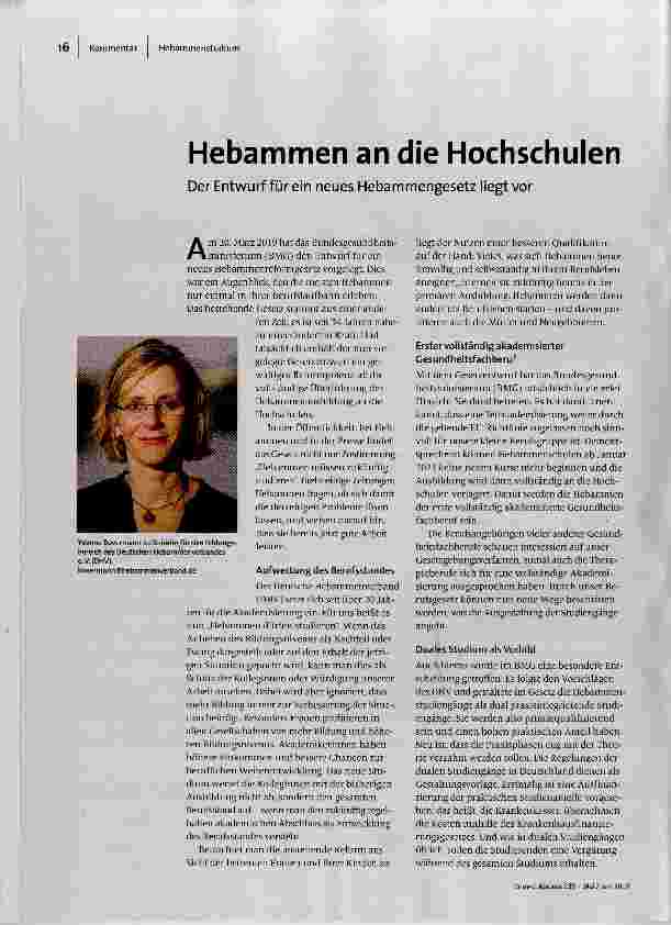 [doc_189564] Hebammen an die Hochschulen Der Entwurf für ein neues Hebammengesetz liegt vor