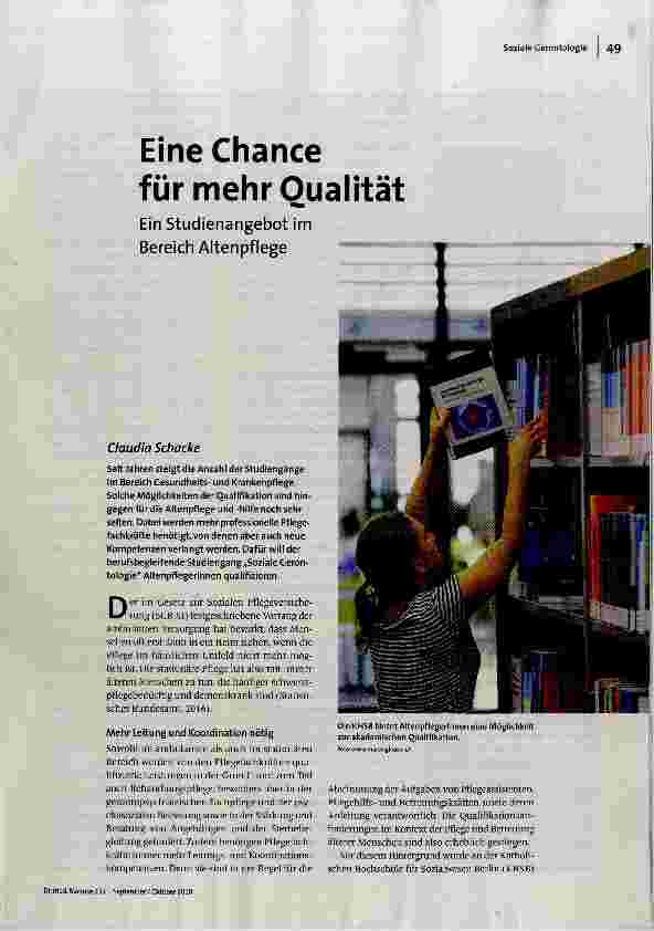 [doc_185078] Eine Chance für mehr Qualität Ein Studienangebot im Bereich Altenpflege