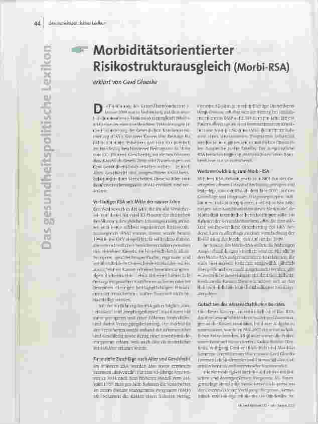 Morbiditätsorientierter Risikostrukturausgleich (Morbi-RSA)