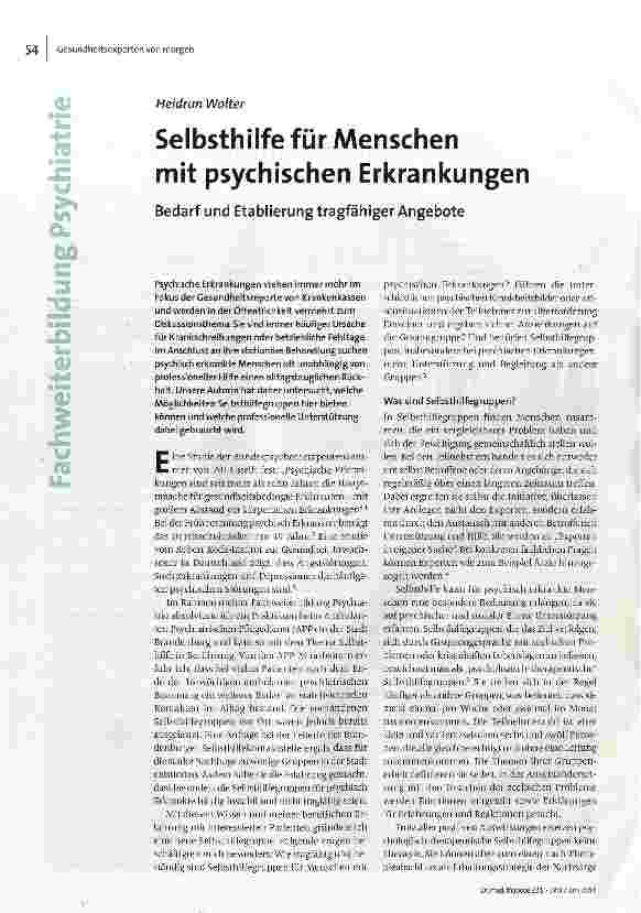 Selbsthilfe für Menschen mit psychischen Erkrankungen