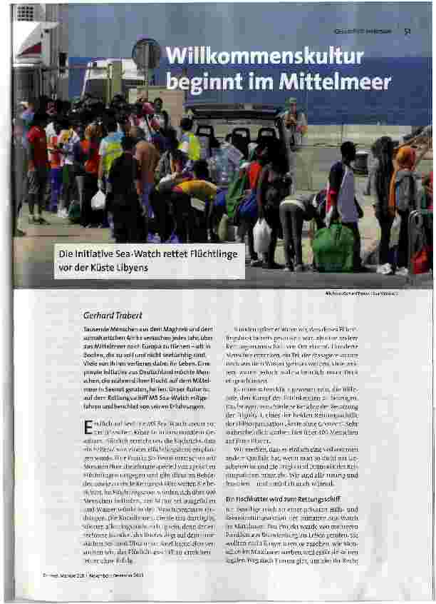 [doc_162817] Willkommenskultur beginnt im Mittelmeer