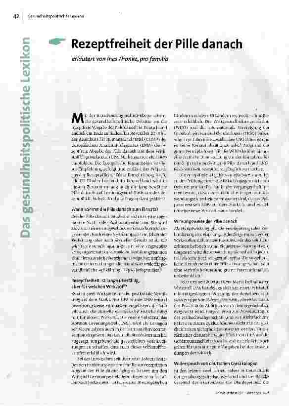 [doc_157090] Rezeptfreiheit der Pille danach