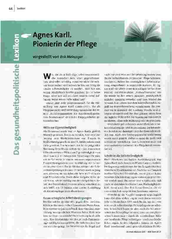 [doc_142611] Agnes Karll, Pionierin der Pflege