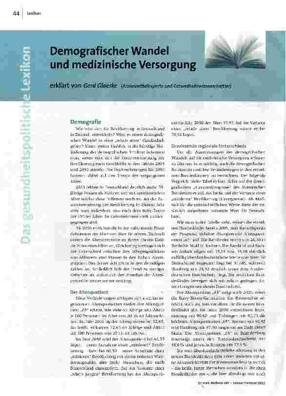 Demografischer Wandel und medizinische Versorgung