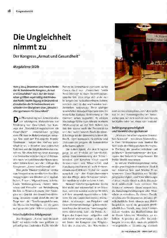 [doc_123553] Die Ungleichheit nimmt zu Der Kongress „Armut und Gesundheit